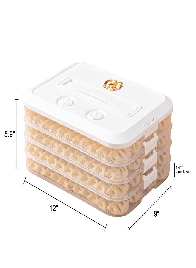 LOEZ 4-Layer Food Storage Container, Stackable Snack Container with Lid, Dumpling Box, Gyoza Container, Cookie Storage Containers, Good Sealing, Time Recoder (White) - Image 2